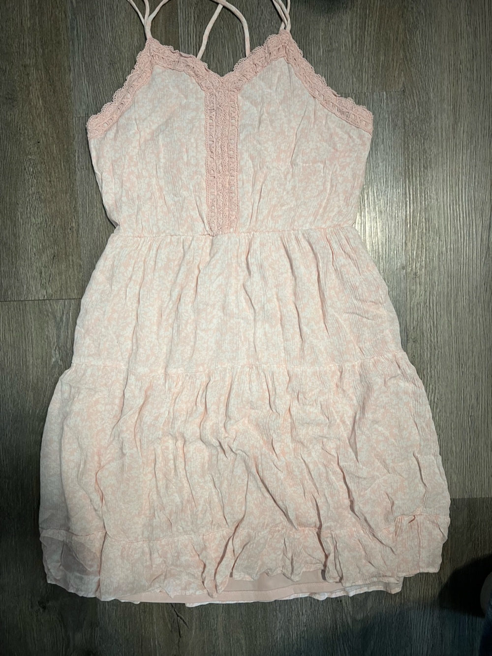 Source Unknown Blush Pink Lace-Trim Mini Dress